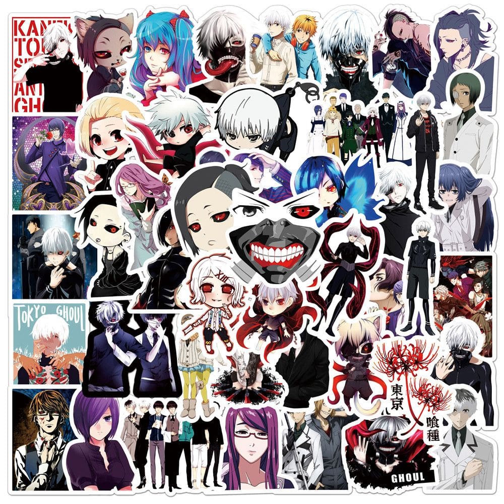 Adesivos de vinil impermeável Tokyo Ghouls, anime, 50 unidades