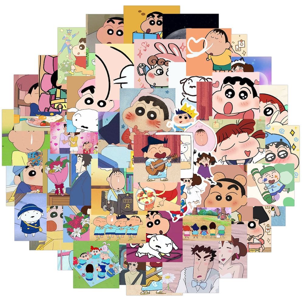Adesivos ShinChans Anime Crayons Vinil PVC impermeáveis 50 unidades
