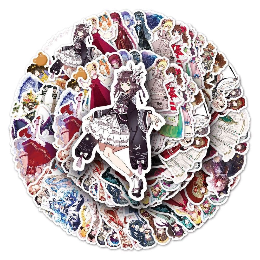 Adesivos Lolita Girls Anime Cartoon 50 peças de PVC impermeável