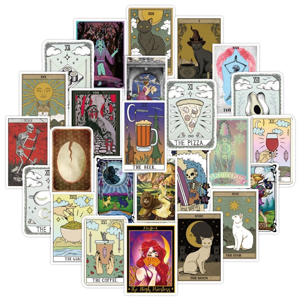 Conjunto de adesivos Anime Tarot Cards Vinyl Cartoon Anime 50 unidades