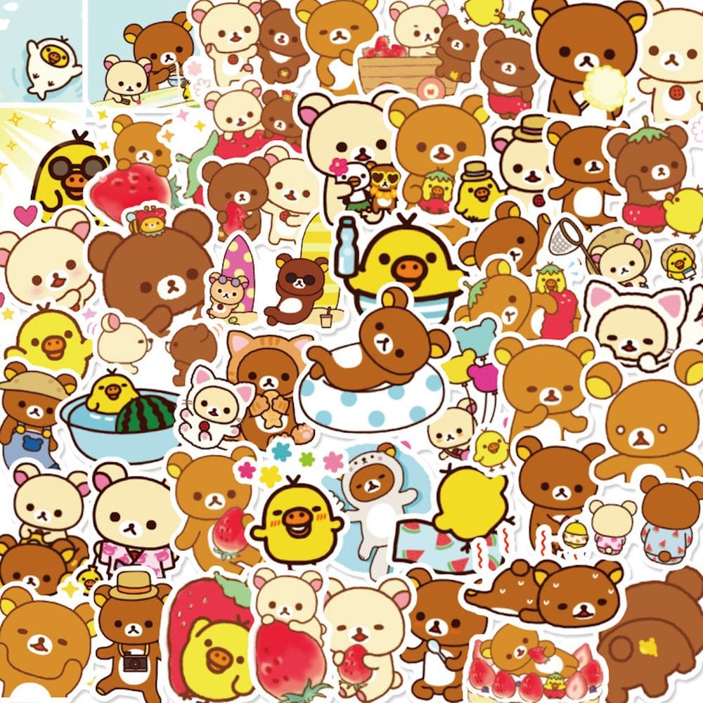 Adesivo Rilakkumas Anime Vinyl Cartoon 50 unidades para garrafa de água