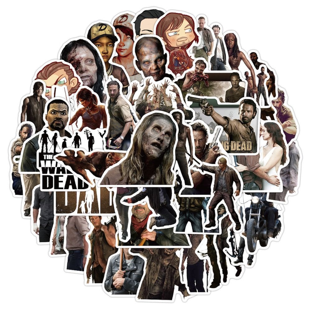 Pacote de adesivos Walkings Deads Zombies Anime 50 unidades