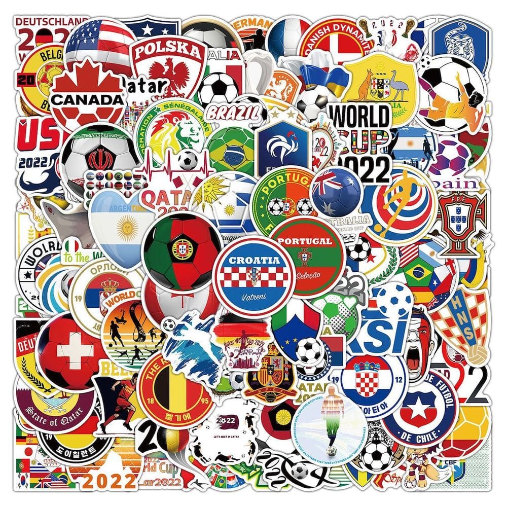 Adesivos de anime da Copa do Mundo de Futebol 50 peças de PVC impermeável