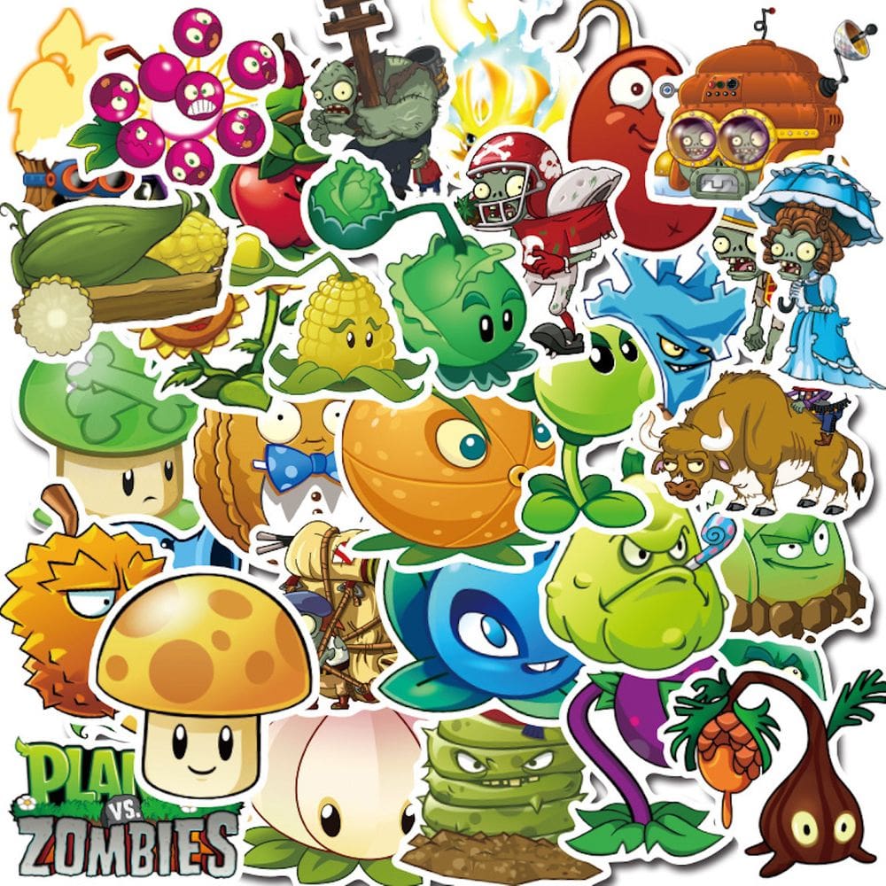 Adesivo Anime Zombie Plants Vinil Cartoon Anime 100 unidades