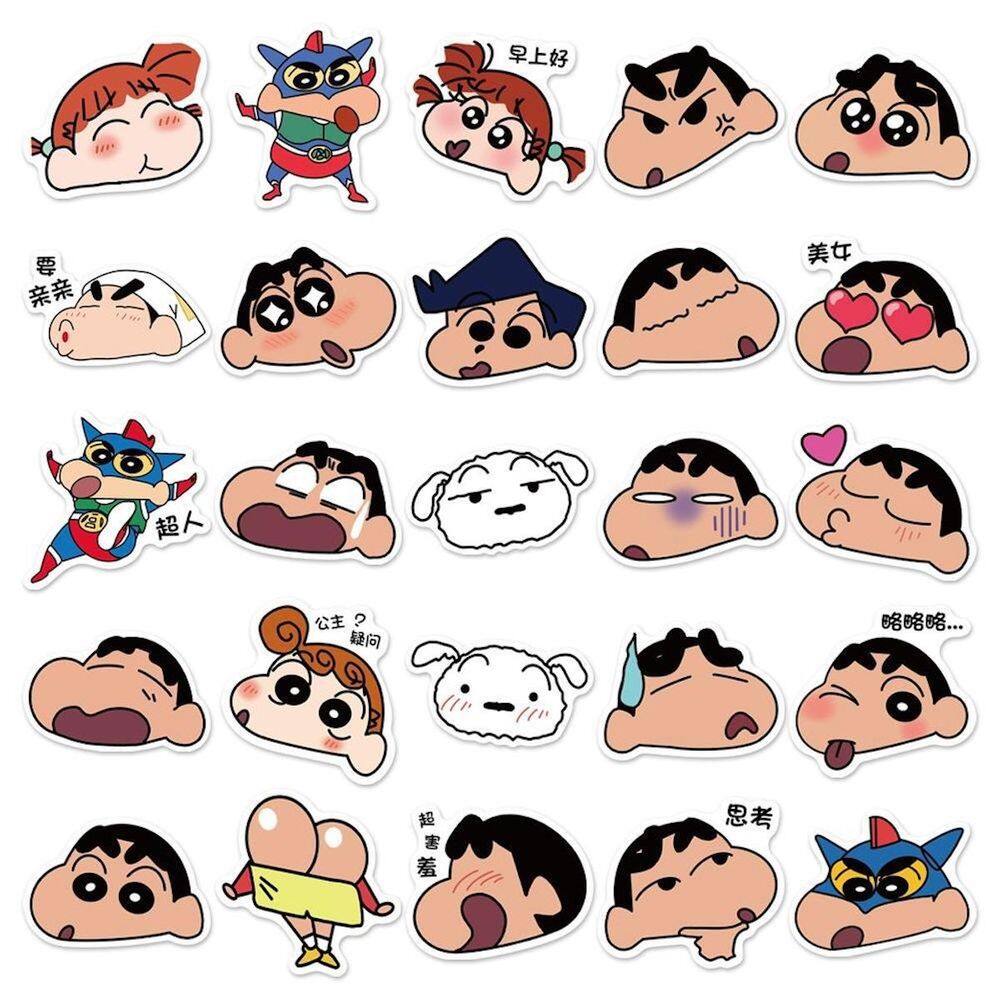 Adesivos ShinChans Anime 50 unidades com lápis de cor para decoração DIY