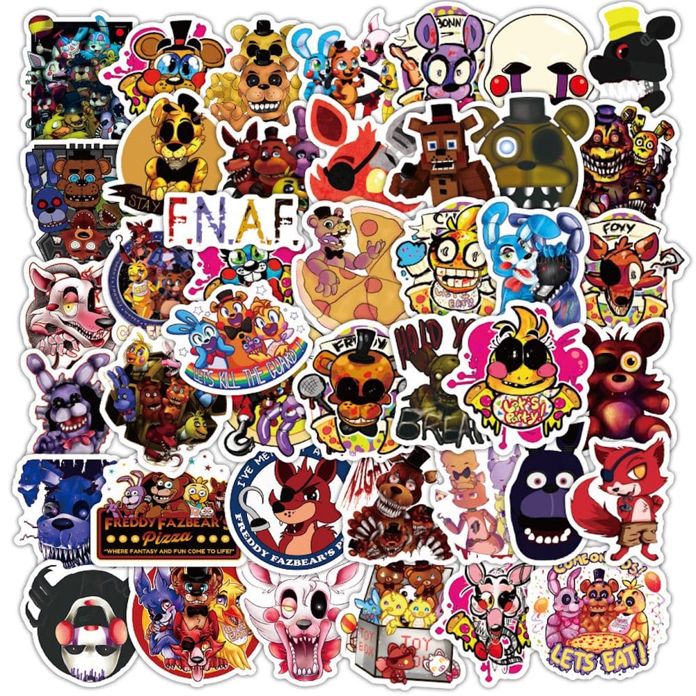 Adesivo Five Nights Freddy Anime 50 peças de vinil PVC impermeável
