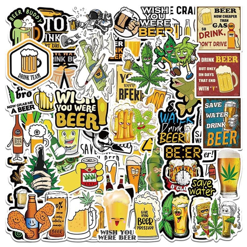 Adesivos 50 unidades/lote Funnys Beers à prova d`água de vinil anime Stick