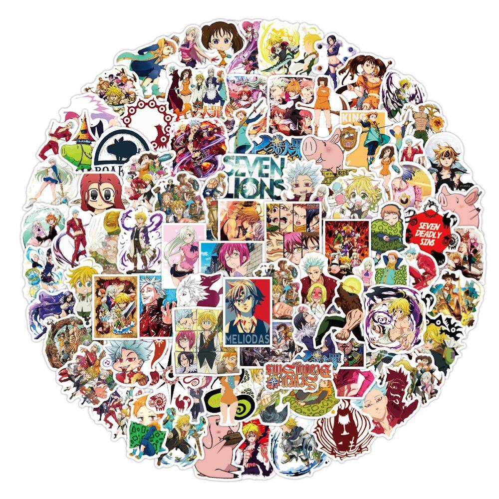 Adesivos Seven Deadly Sins Anime 100 unidades de PVC impermeável