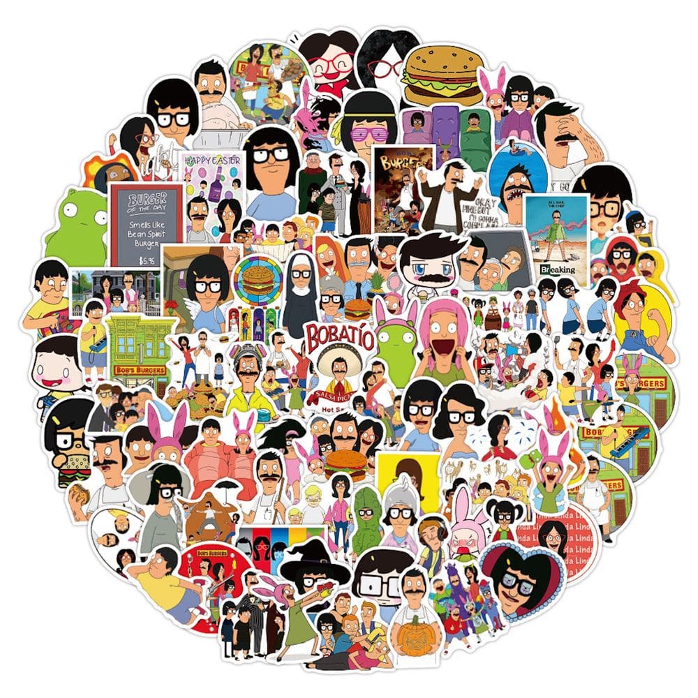 Adesivos Bob`s Burgers Anime Cartoon 100 unidades de PVC impermeável