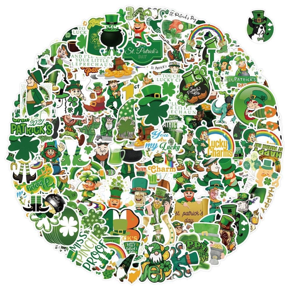 Adesivos de anime St. Patrick`s Days 100 unidades em PVC impermeável