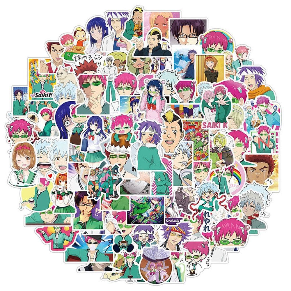 Pacote de adesivos Disastrouss Lifes Saikis Ks Anime 100 unidades