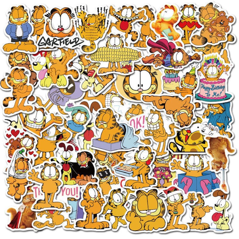 Pacote de adesivos Garfields Anime, 50 unidades de bastão decorativo de desenho animado
