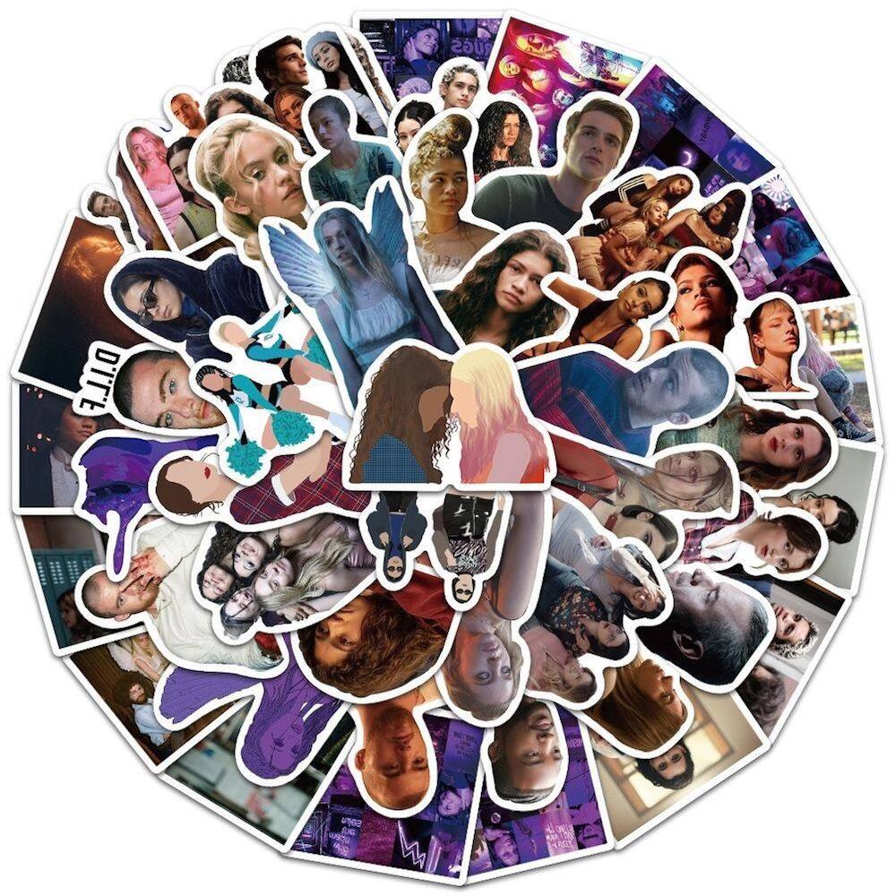 Pacote de adesivos Euphorias Anime, 50 unidades, 3-8 cm, desenho animado decorativo