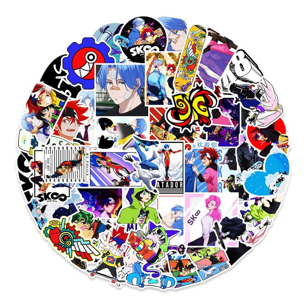 Adesivo de desenho animado de vinil Anime SK8 para garrafa de água (50 unidades)