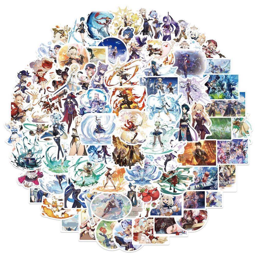 Adesivo Anime Genshins Impacts Vinyl Cartoon 100 unidades