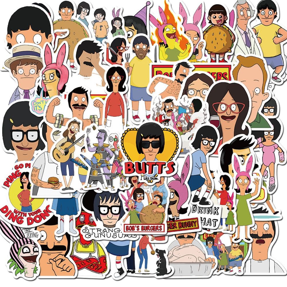 Adesivo Bobs Burgers Anime Vinyl Cartoon 50 unidades à prova d`água