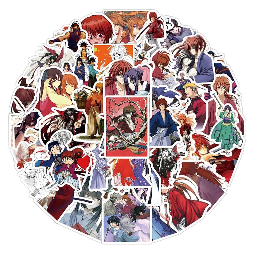 Pacote de adesivos Rurouni Kenshin Anime 50 unidades de adesivos de cartão de 5 a 8 cm