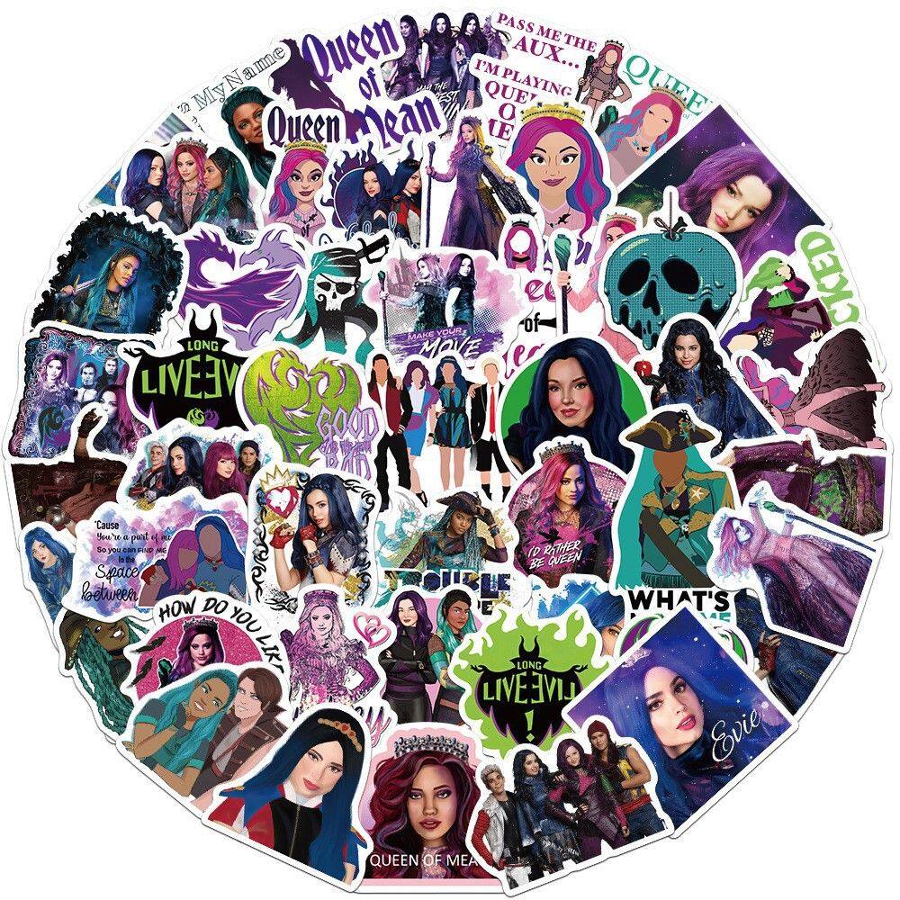 Pacote de adesivos Descendants Anime Waterproof Vinyl 50 unidades