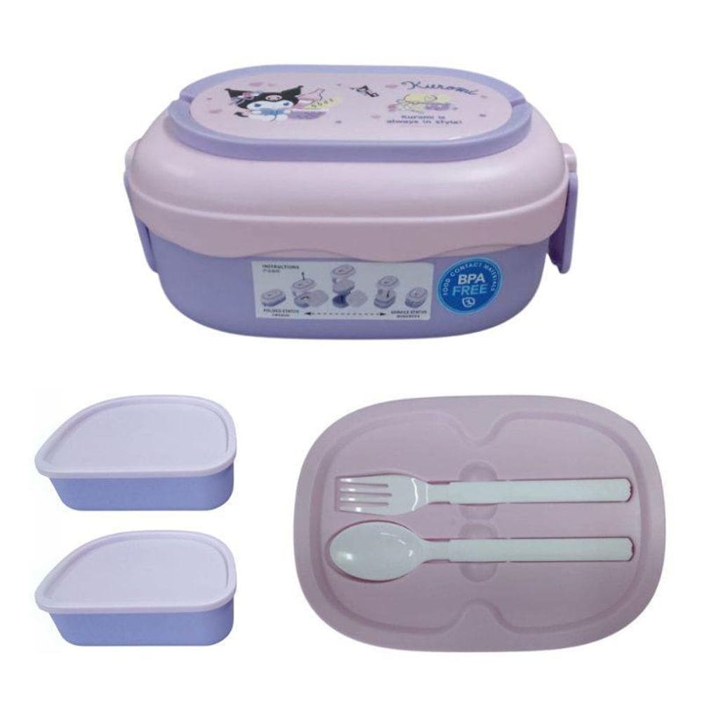 Lancheira Infantil Lilás 1600Ml Marmita 02 Camadas C/Talher