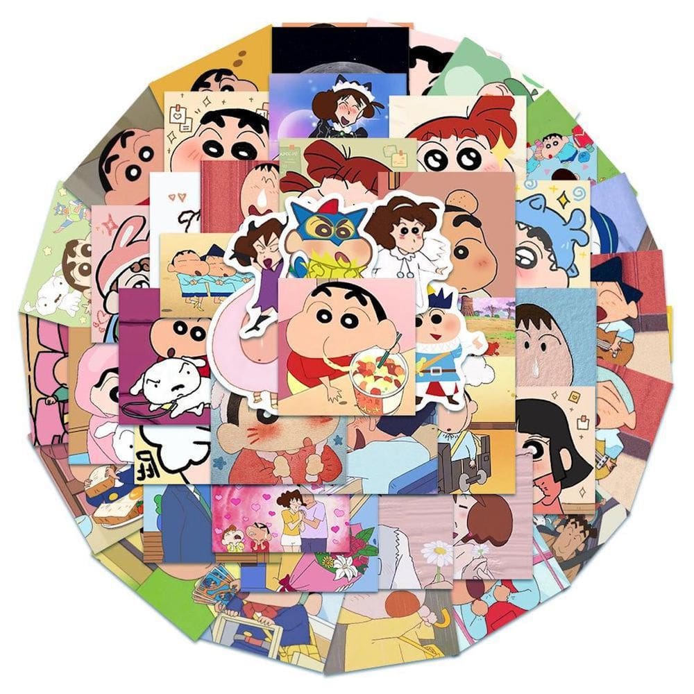 Adesivos ShinChans Anime Crayons Vinil PVC impermeáveis 50 unidades