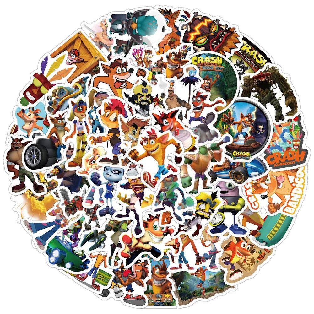 Pacote de adesivos Crashs Bandicoots Anime 60 unidades de 5 a 7 cm
