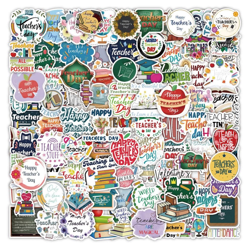 Pacote de adesivos de anime para o Dia dos Professores, 100 unidades de desenho animado de 5 a 8 cm