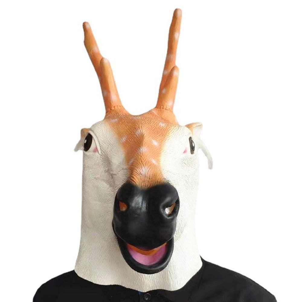Máscara Sika Deer Headgear Latex Full Face para festas e cosplay