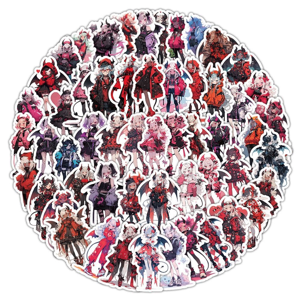 Adesivos 60 unidades/lote Demons Girls Waterproof Vinyl Anime Stick