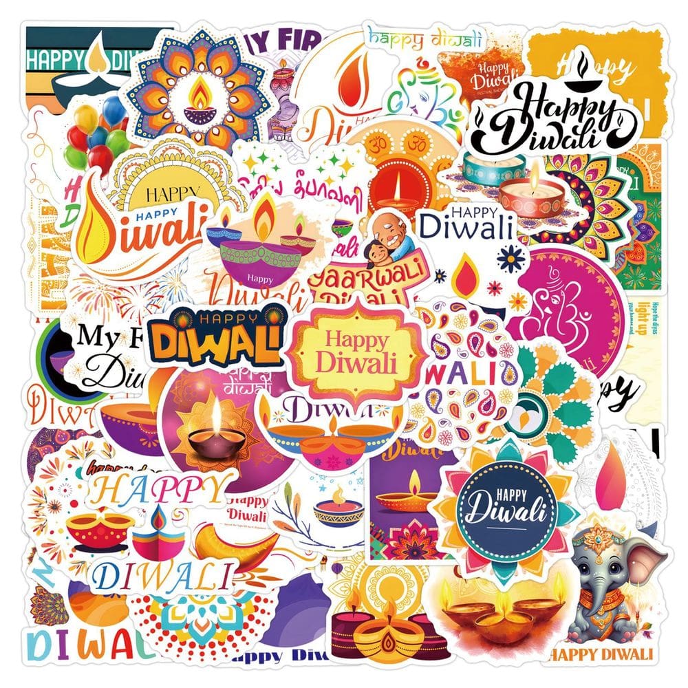 Adesivos Happys Diwalis, vinil impermeável, anime, 55 unidades