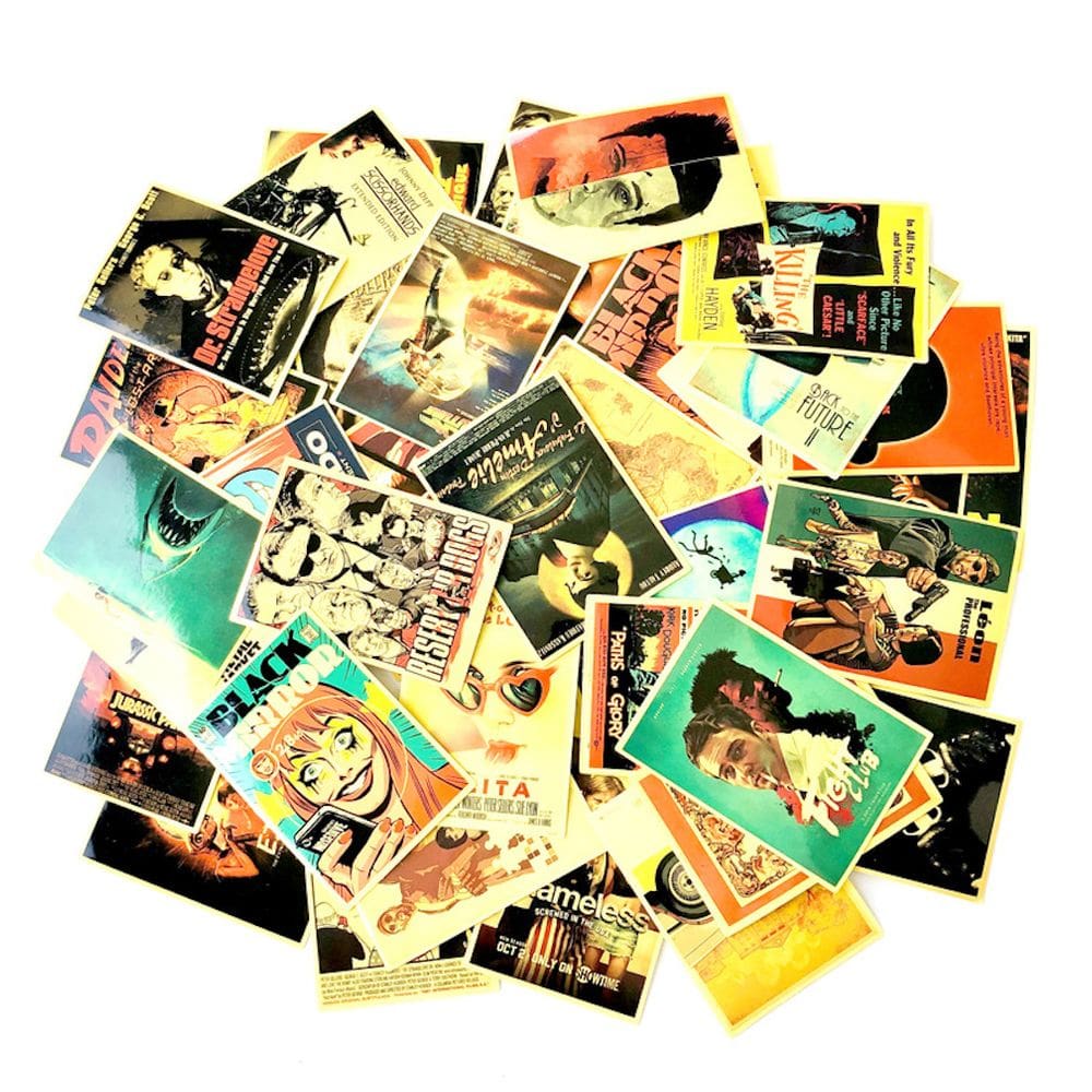 Pacote de adesivos: pôsteres de filmes nostálgicos, anime, 54 unidades, 5-8 cm
