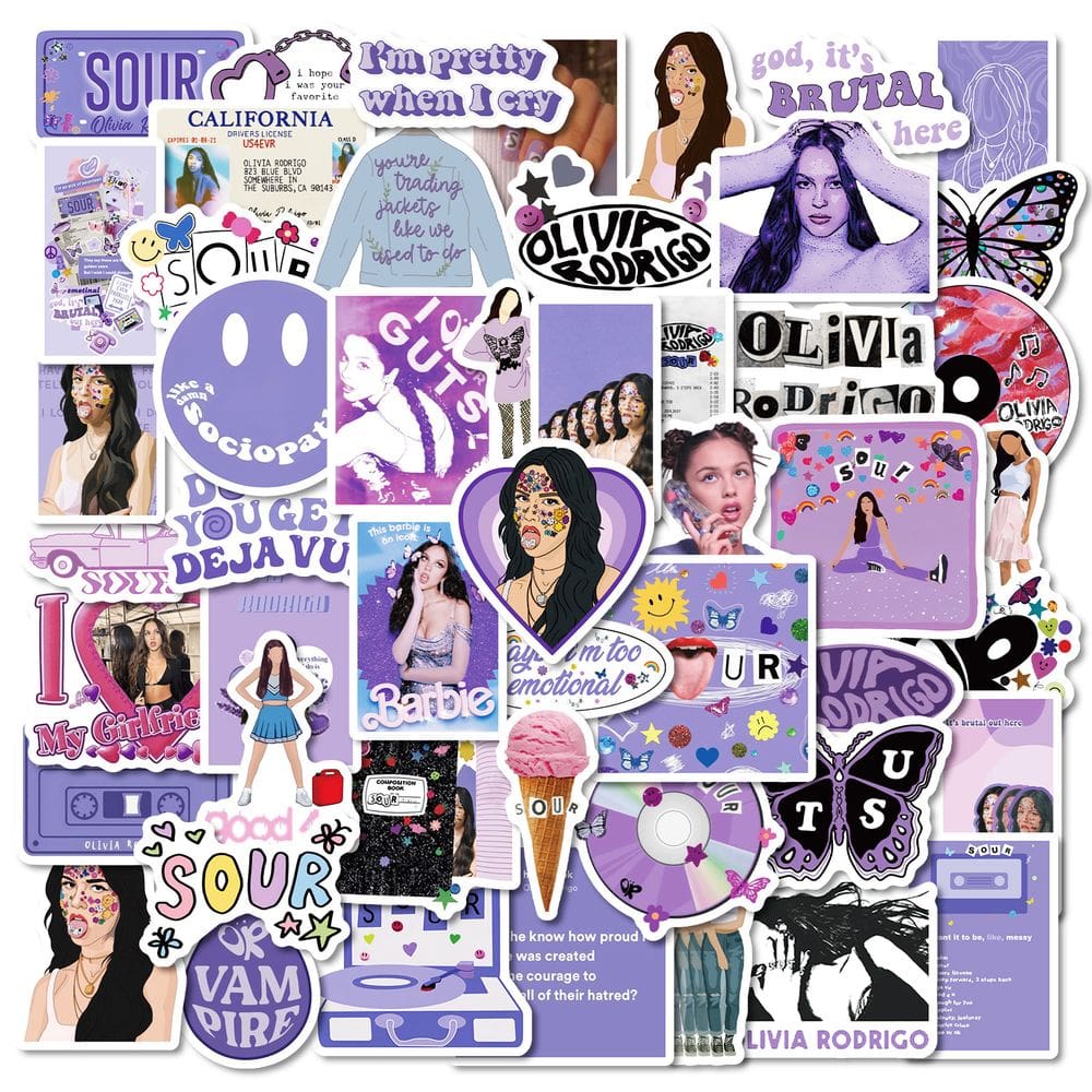 Adesivos Olivias Rodrigos em vinil impermeável Anime S (50 unidades)