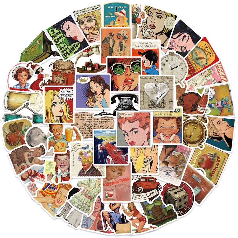 Pacote de adesivos Lady Anime 52 peças de desenho animado decorativo de 4-8 cm