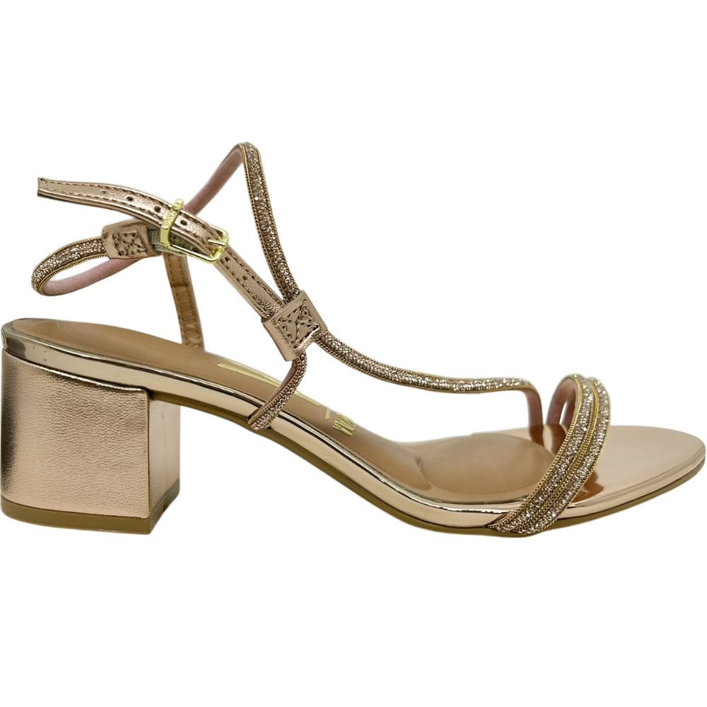 Sandália Feminina Casual Social Dia a Dia Passeio Tira com Strass Salto Médio Conforto Vizzano 6291.1175