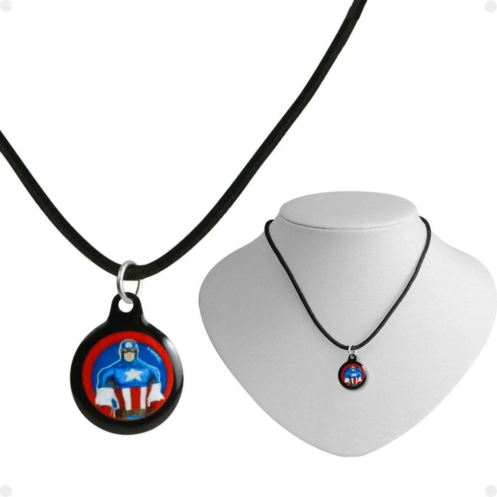 Colar Menino Infantil + Pingente Capitão America Premium