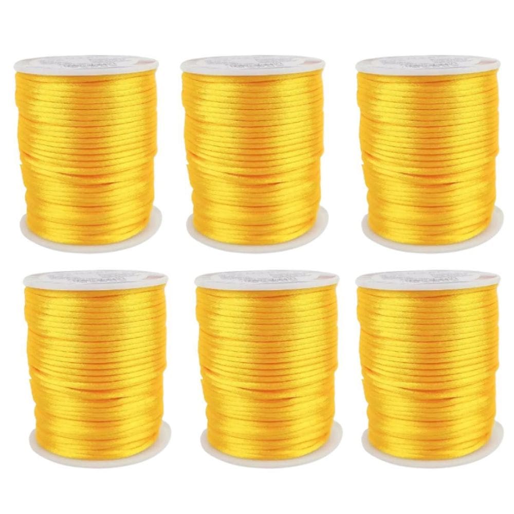 Kit Com 6 Cetim Rabo De Rato 2Mm Rolo Com 50 M Dourado