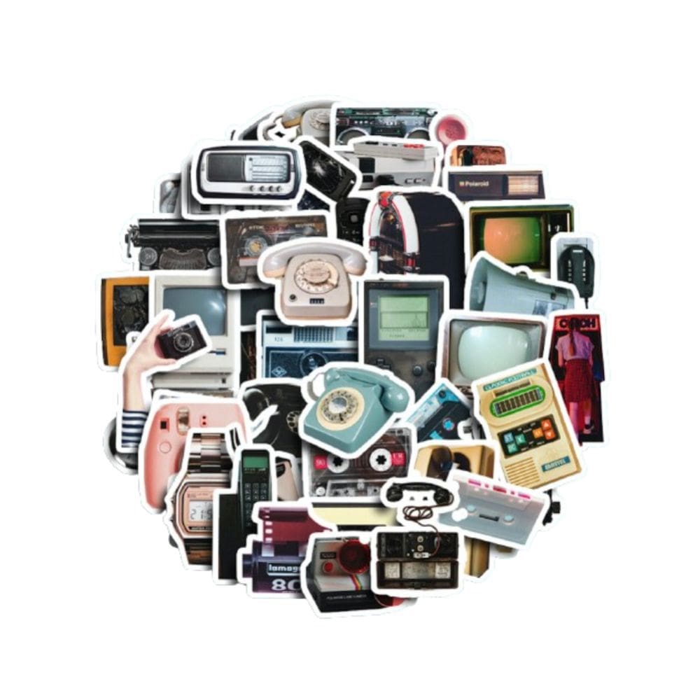 Pacote de adesivos, itens eletrônicos antigos, anime, 50 unidades