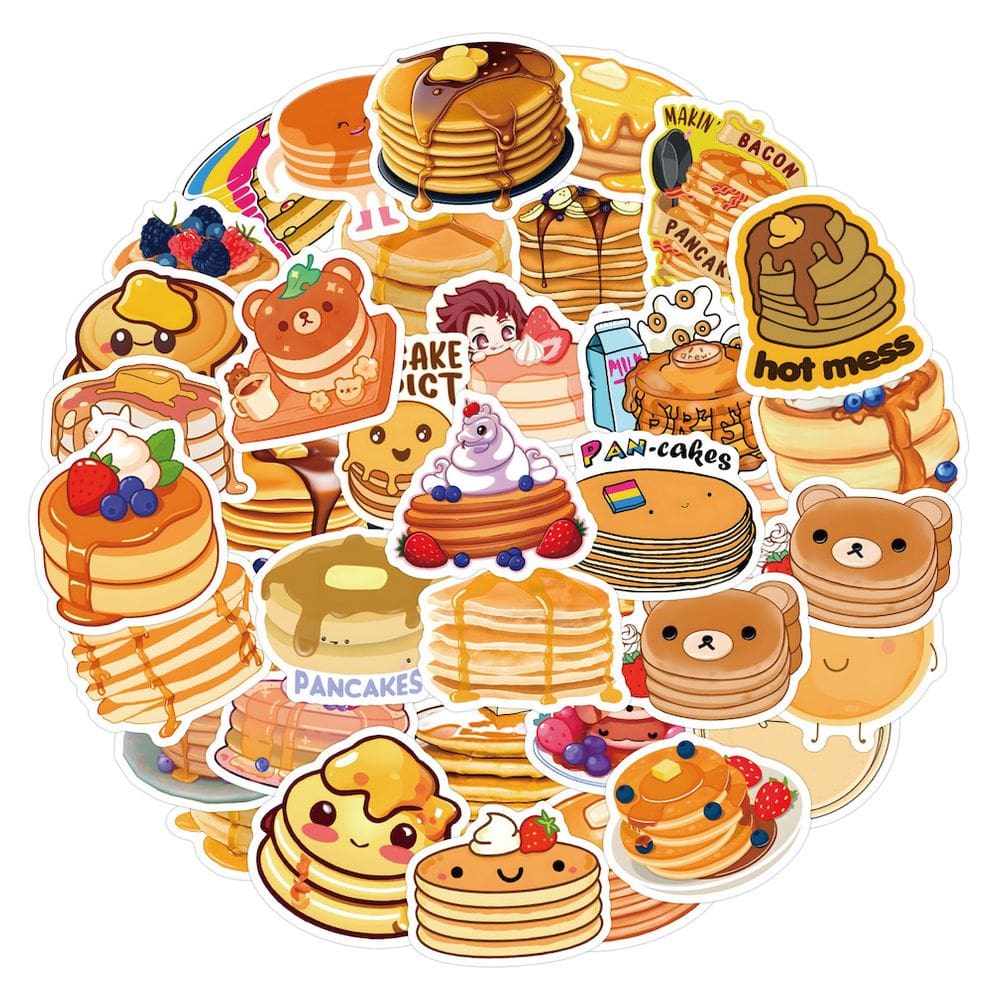 Pacote de adesivos Pancake Anime, 60 unidades de adesivos decorativos de desenhos animados