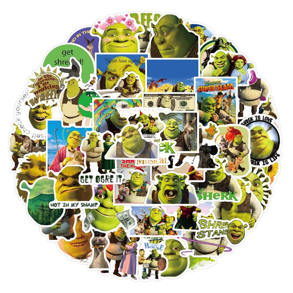 Pacote de adesivos Donkey Shreks Anime 50 unidades de desenho animado decorativo de 5 a 8 cm