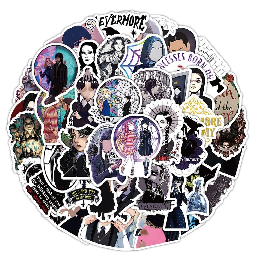 Adesivo Anime Wednesdays Vinyl Cartoon Anime 50 unidades para água