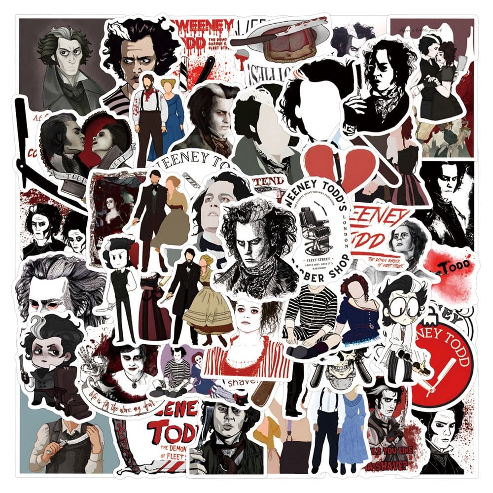 Adesivos Sweeneys Todds Anime à prova d`água, 55 unidades/lote, 5-7 cm