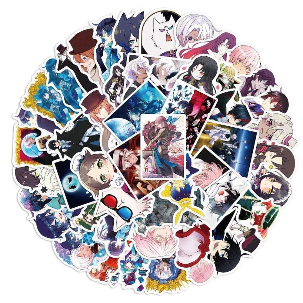 Pacote de adesivos Vanitas` Notes Anime 50 unidades decorativas de 4 a 6 cm
