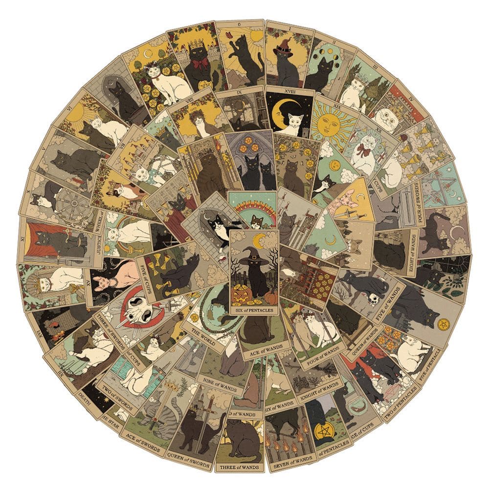 Adesivos Retro Cat Tarot Card Anime, pacote de 72 unidades, 3-8 cm
