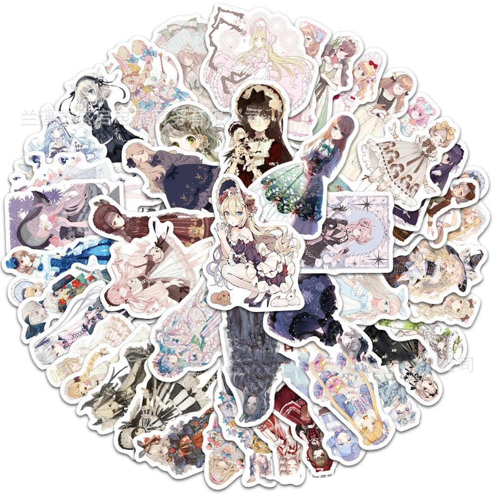 Adesivos Girly Lolita Anime, 50 unidades/pacote, desenho animado decorativo