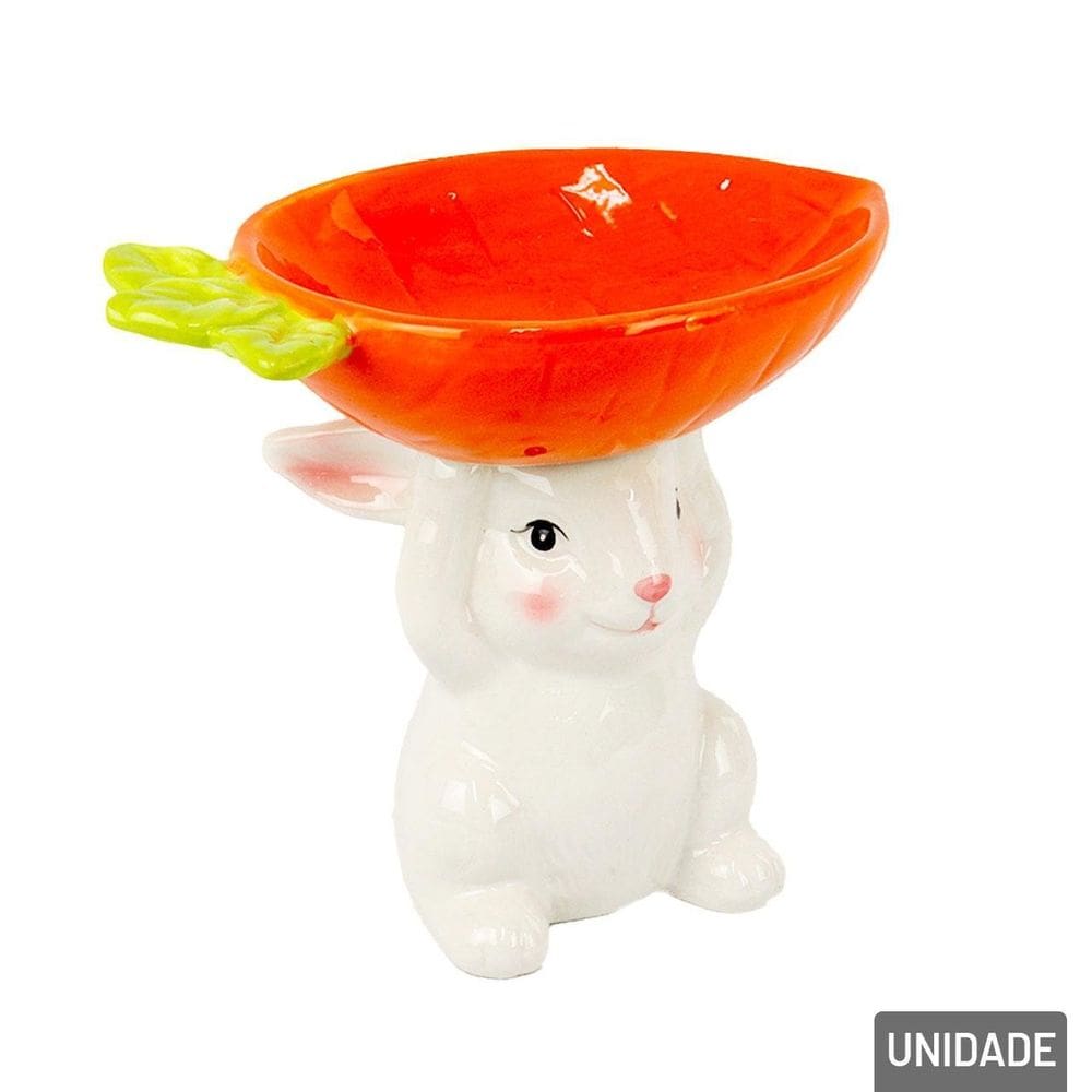 Enfeite Decorativo de Páscoa Coelho Porcelana 18cm - Tudo em Caixa