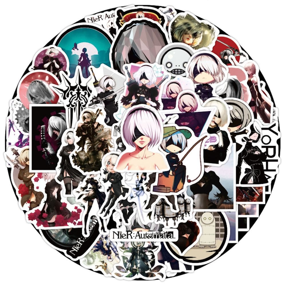 Adesivo Nier: Automatas Anime Vinyl PVC impermeável 50 unidades