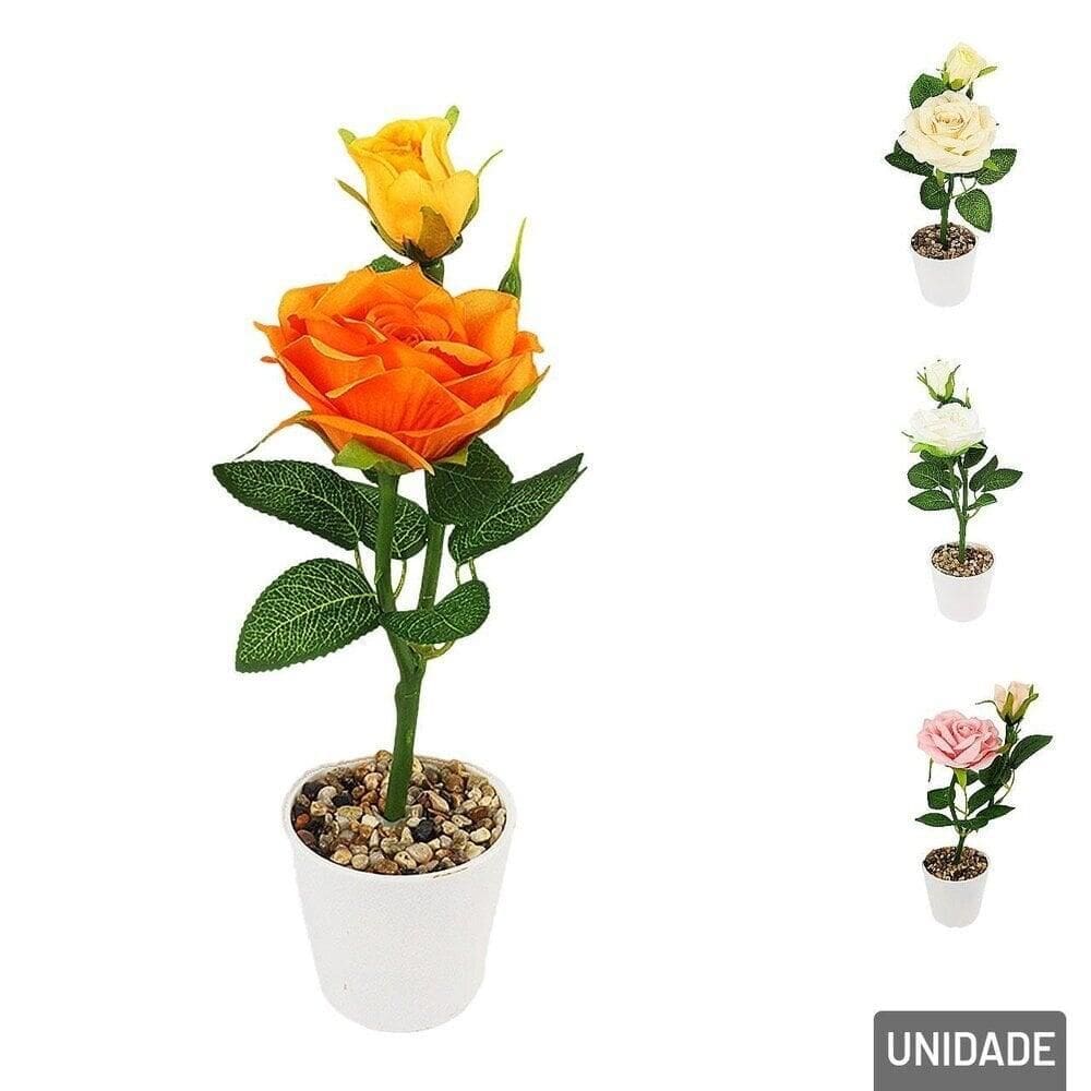 Vaso Decorativo de Plástico 30cm Planta com Pedras - Tudo em Caixa