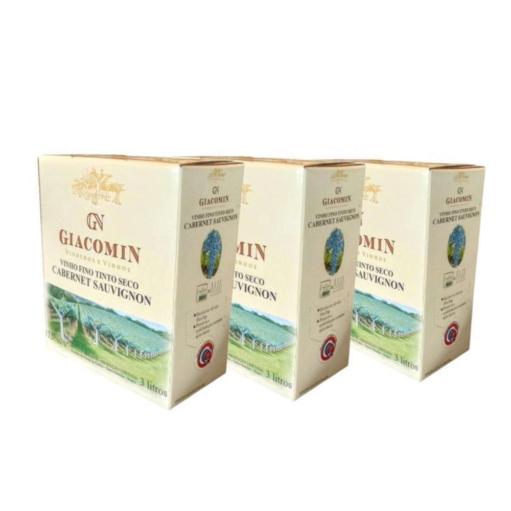 Vinho Cabernet Sauvignon Giacomin - Kit 3 Bags De 3L
