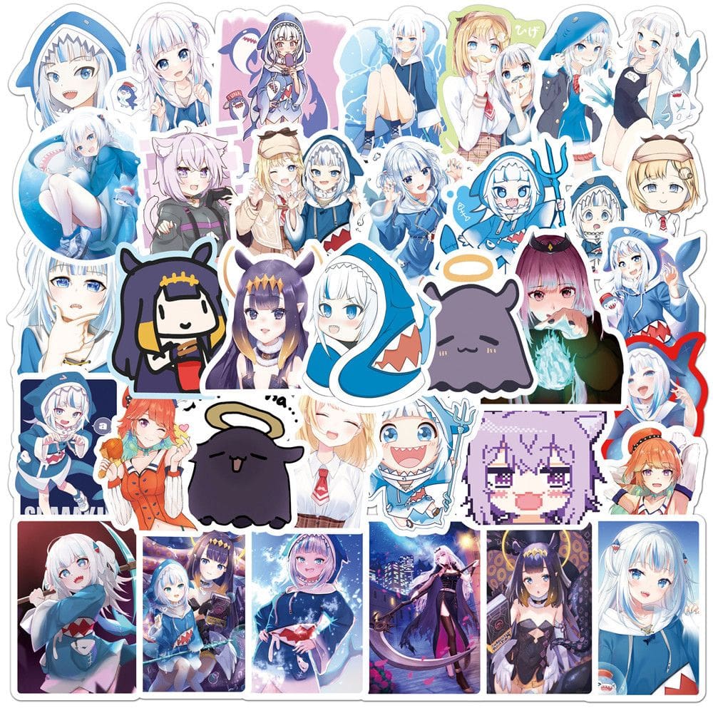 Adesivos de vinil impermeável Gawrs Guras Anime 50 unidades/lote