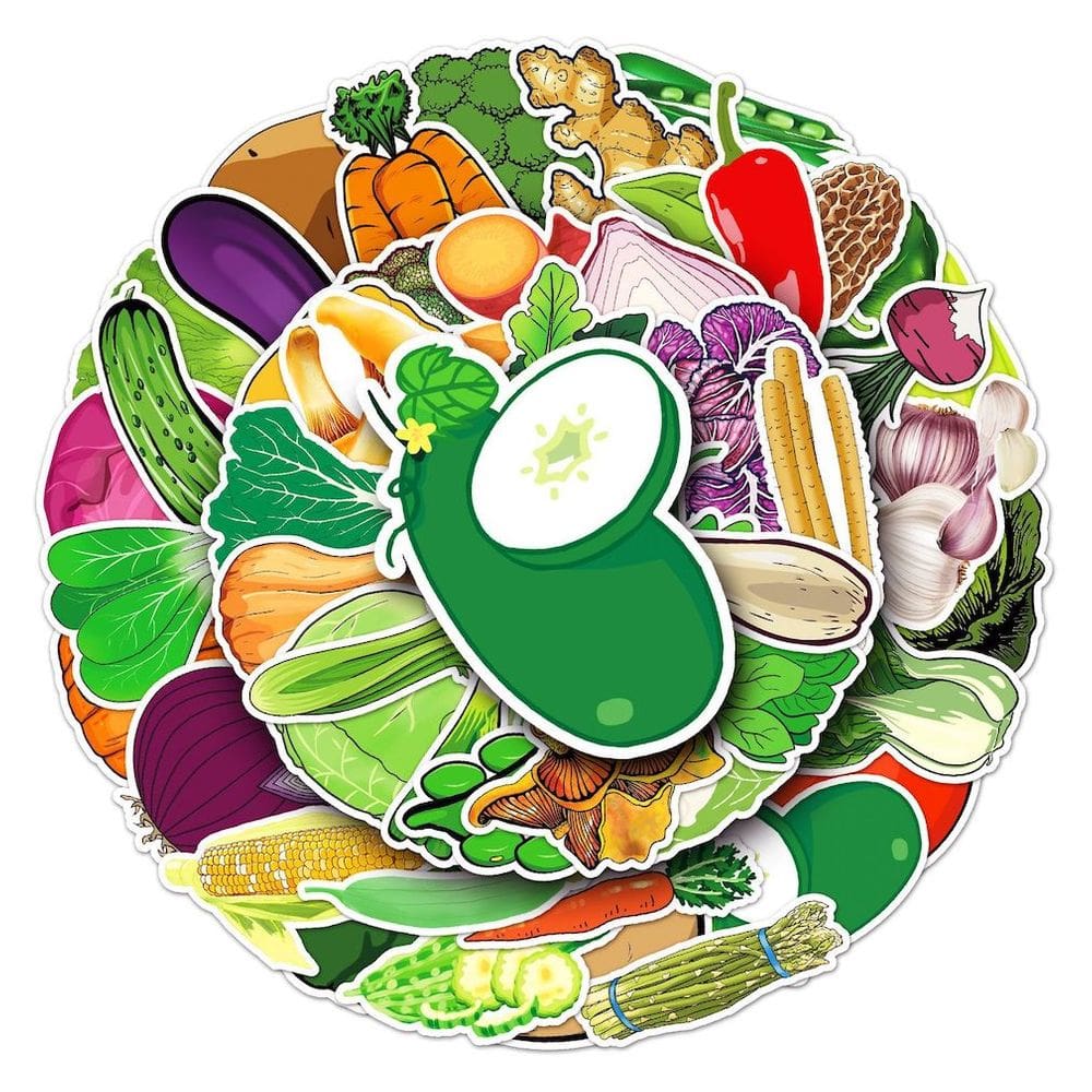 Pacote de adesivos Vegetables Anime 50 unidades de palito decorativo de desenho animado