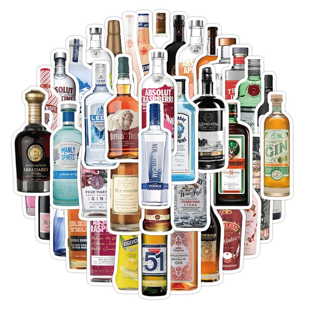 Pacote de adesivos, garrafa de vinho, anime, 63 peças de desenho animado decorativo